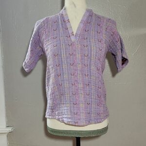 Ace & Jig Womens XS Purple Short Sleeve V Neck Tunic